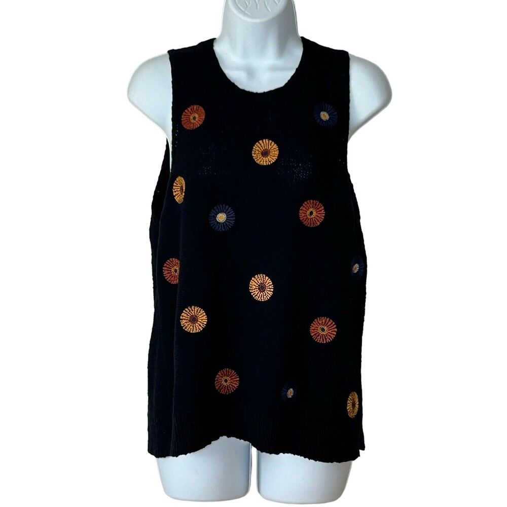 Madewell Black Sweater with Orange and Blue Accents